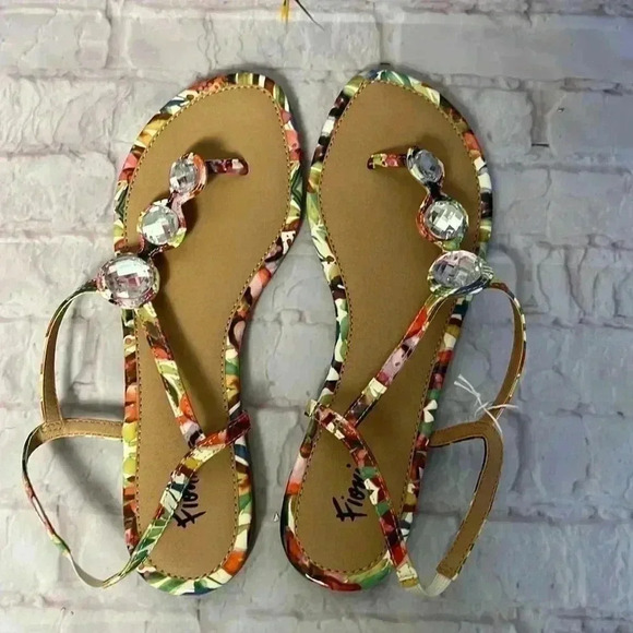 Bejeweled diamond rainbow sparkle sandal flats size 7 - Picture 2 of 5